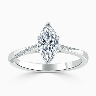 1.70 Carat Marquise Cut Cathedral Moissanite Ring in Yellow Gold