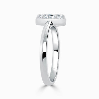 1 Carat Marquise Cut Bezel Set Solitaire Moissanite Ring in White Gold