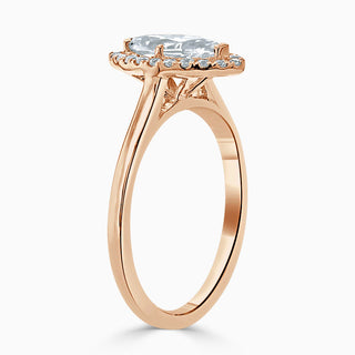 1.50 Carat Marquise Cut Halo Moissanite Ring in Rose Gold