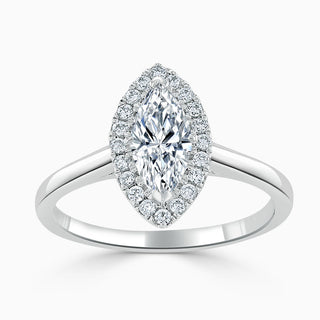 1.50 Carat Marquise Cut Halo Moissanite Ring in Rose Gold