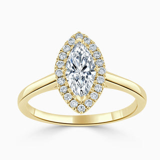 1.50 Carat Marquise Cut Halo Moissanite Ring in Rose Gold