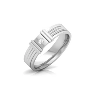0.02 Ct Round Cut Moissanite Band in Sterling Silver For Men's