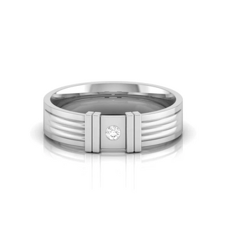 0.02 Ct Round Cut Moissanite Band in Sterling Silver For Men's