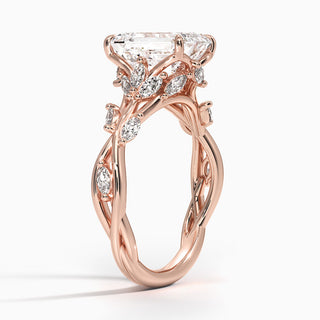 2 Carat Emerald Shape Vintage Moissanite Ring in White Gold