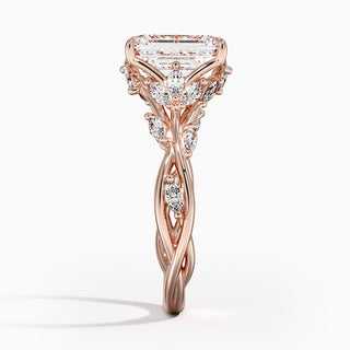 2 Carat Emerald Shape Vintage Moissanite Ring in White Gold