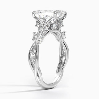 2 Carat Emerald Shape Vintage Moissanite Ring in White Gold