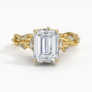 2 Carat Emerald Shape Vintage Moissanite Ring in White Gold