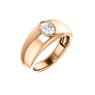 1 Carat Oval Cut Solitaire Moissanite Ring In White Gold For Mens