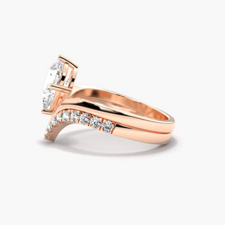 1.20 Ct Pear Cut Curved Moissanite Bridal Set in White Gold