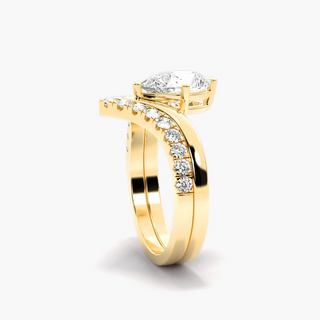 1.20 Ct Pear Cut Curved Moissanite Bridal Set in White Gold