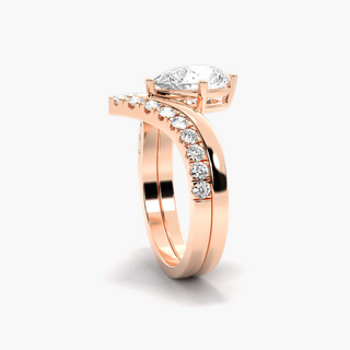 1.20 Ct Pear Cut Curved Moissanite Bridal Set in White Gold