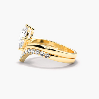 1.20 Ct Pear Cut Curved Moissanite Bridal Set in White Gold