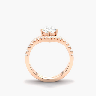 1.20 Ct Pear Cut Curved Moissanite Bridal Set in White Gold
