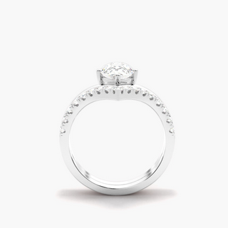 1.20 Ct Pear Cut Curved Moissanite Bridal Set in White Gold