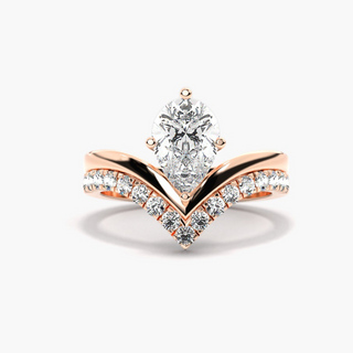 1.20 Ct Pear Cut Curved Moissanite Bridal Set in White Gold