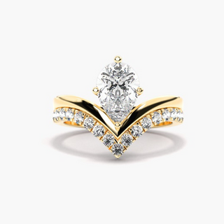1.20 Ct Pear Cut Curved Moissanite Bridal Set in White Gold