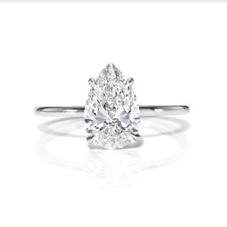 1.50 Ct Pear Shaped Hidden Halo Moissanite Ring in Rose Gold