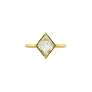1.5 Carat Portrait Cut Solitaire Moissanite Ring in Yellow Gold