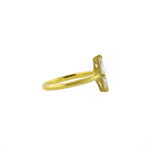 1.5 Carat Portrait Cut Solitaire Moissanite Ring in Yellow Gold