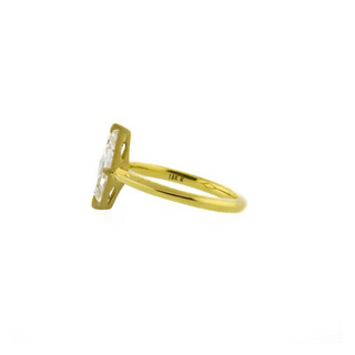 1.5 Carat Portrait Cut Solitaire Moissanite Ring in Yellow Gold