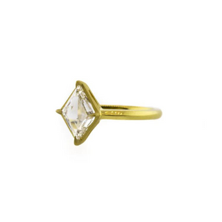 1.5 Carat Portrait Cut Solitaire Moissanite Ring in Yellow Gold