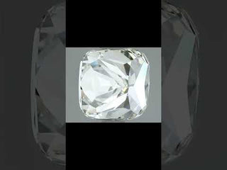 360 video view of a cushion-cut moissanite gemstone, showcasing its sparkle, fire, and intricate faceting from all angles.