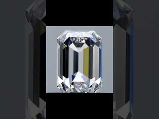 video view of an emerald cut moissanite, showing its clean step cuts, sharp edges, and brilliant light reflection.