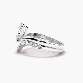 1.20 Carat Princess Shape Curved Moissanite Bridal Set Ring in Yellow Gold