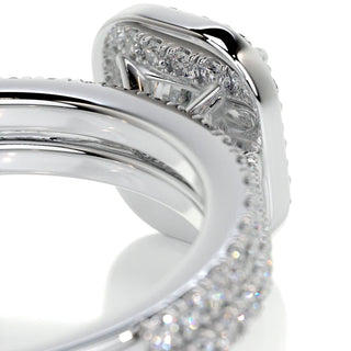 2.50 Carat Radiant Shape Halo Moissanite Bridal Set Ring in Yellow Gold