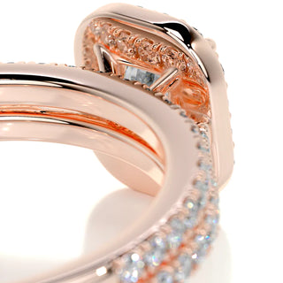 2.50 Carat Radiant Shape Halo Moissanite Bridal Set Ring in Yellow Gold