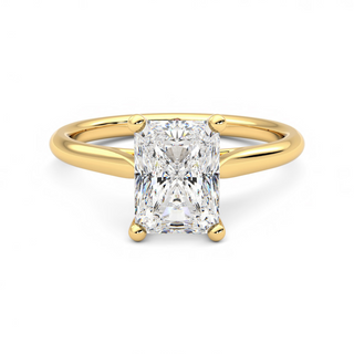 1.50 Carat Radiant Cut Solitaire Cathedral Moissanite Ring in Yellow Gold