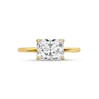 1.50 Carat Radiant Shape East West Moissanite Ring in Yellow Gold