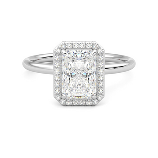 2 Ct Radiant Cut Halo Moissanite Ring in White Gold