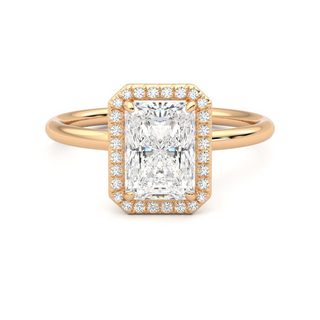 2 Ct Radiant Cut Halo Moissanite Ring in White Gold