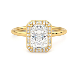 2 Ct Radiant Cut Halo Moissanite Ring in White Gold