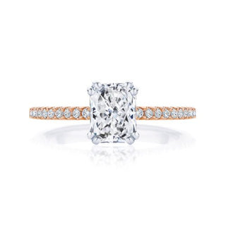 1.50 Ct Radiant Cut Cathedral Set Moissanite Ring in Rose Gold