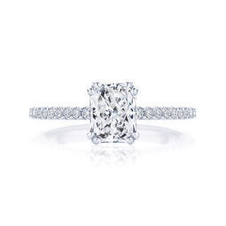 1.50 Ct Radiant Cut Cathedral Set Moissanite Ring in Rose Gold