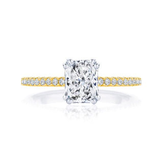 1.50 Ct Radiant Cut Cathedral Set Moissanite Ring in Rose Gold