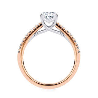 1.50 Ct Radiant Cut Cathedral Set Moissanite Ring in Rose Gold
