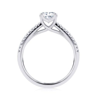 1.50 Ct Radiant Cut Cathedral Set Moissanite Ring in Rose Gold