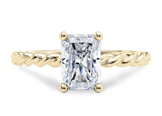 1.50 Ct Radiant Cut Moissanite Rope Design Ring in Yellow Gold
