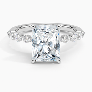 1.50 Carat Radiant Cut Prong Set Moissanite Ring in Rose Gold With Accent