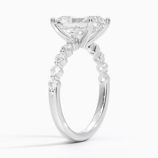 1.50 Carat Radiant Cut Prong Set Moissanite Ring in Rose Gold With Accent
