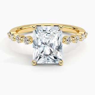 1.50 Carat Radiant Cut Prong Set Moissanite Ring in Rose Gold With Accent
