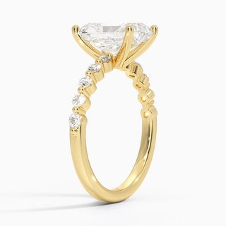 1.50 Carat Radiant Cut Prong Set Moissanite Ring in Rose Gold With Accent