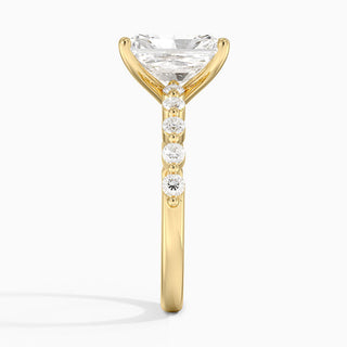 1.50 Carat Radiant Cut Prong Set Moissanite Ring in Rose Gold With Accent