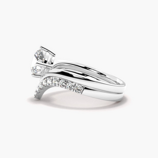 1.20 Ct Round Cut Moissanite Curved Bridal Set Ring in Rose Gold
