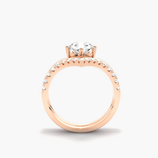 1.20 Ct Round Cut Moissanite Curved Bridal Set Ring in Rose Gold