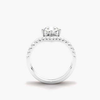1.20 Ct Round Cut Moissanite Curved Bridal Set Ring in Rose Gold