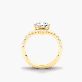 1.20 Ct Round Cut Moissanite Curved Bridal Set Ring in Rose Gold